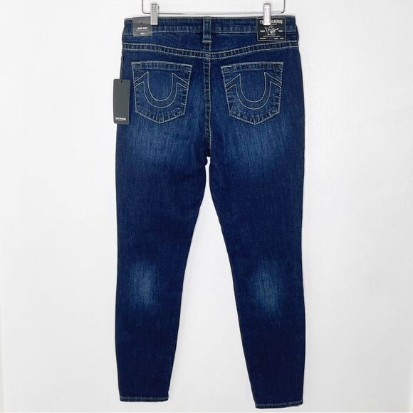 True Religion Jennie Curvy Mid Rise Super Skinny dark wash denim jeans - 31 - Picture 2 of 11